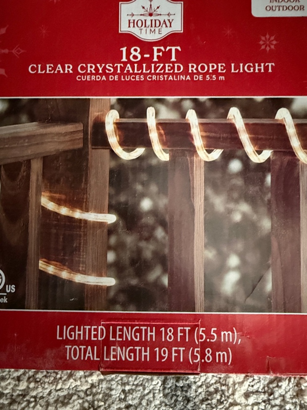 Set/2 Holiday Time Warm White Clear Crystallized Rope Light